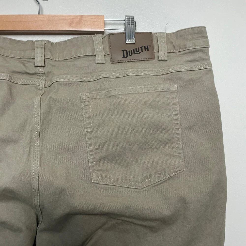 Duluth Flex Fire Hose Mens 48x32 Relaxed Fit Khaki Cotton Spandex Work Pants Tan